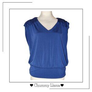 Violets & Roses Twilight Blue Sleeveless Blouse – Size M, Flowy & Chic